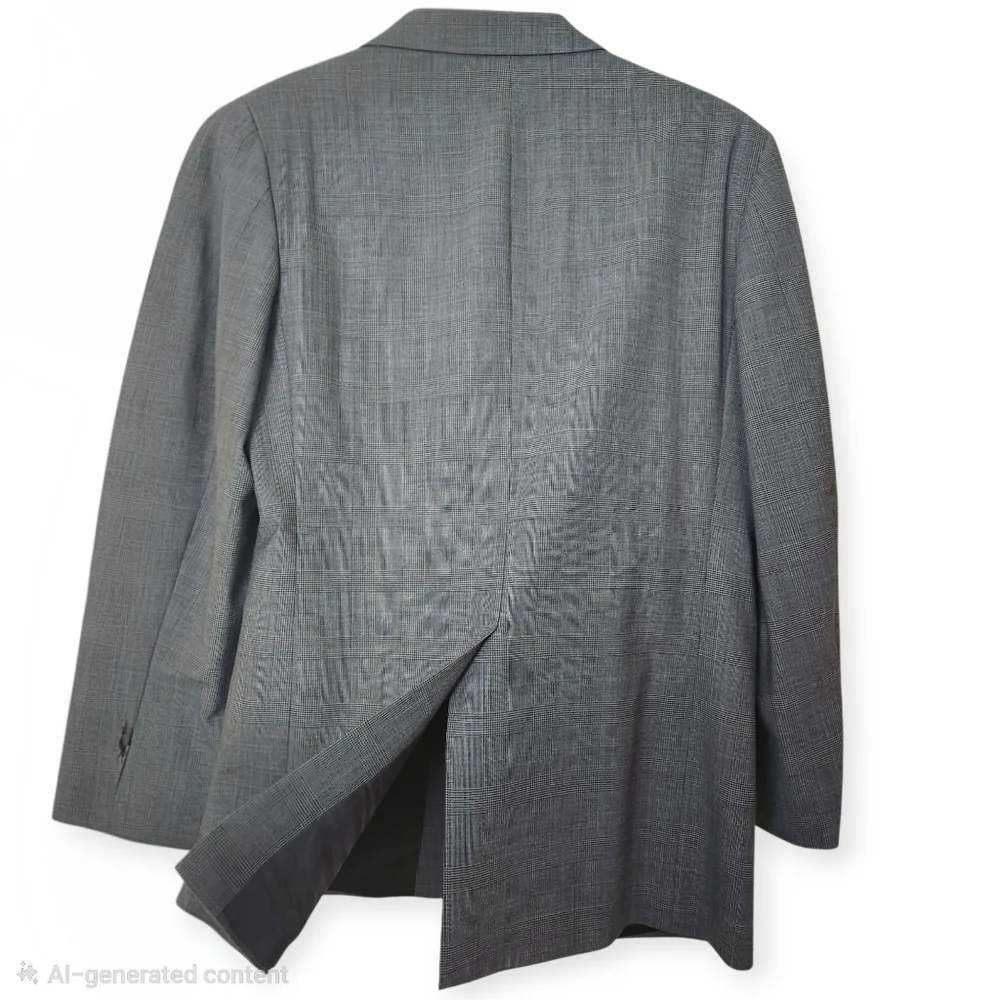 Brooks Brothers Brooksease Gray Plaid Wool Blend Suit Jacket Size 40R